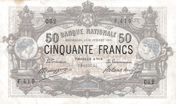 50 Francs / Franken BEF Banknote (Pre-World War I Issue) 1887-1908