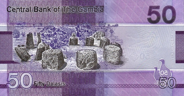 50 Gambian Dalasis Banknote (Wassu Stone Circles) (reverse)