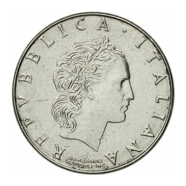 50 Italian Lire coin (Vulcan small type)