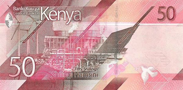 50 Kenyan Shillings Banknote (Green Energy Installations 2019) (reverse)