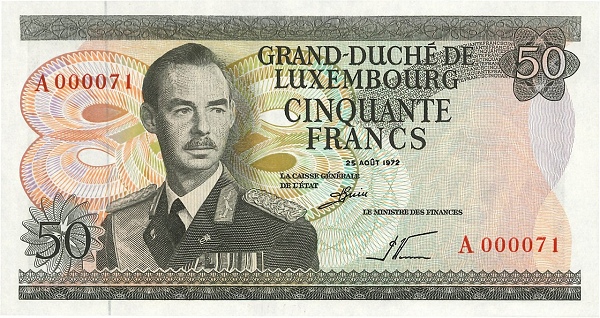 50 Luxembourg Francs Banknote (1972)