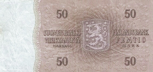 50 Markkaa / Mark FIN Banknote (Modern Markka Issue) 1963 (reverse)