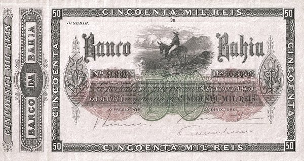 50 Mil Reis BRA Banknote (Brazil Banknote Issue) 1860
