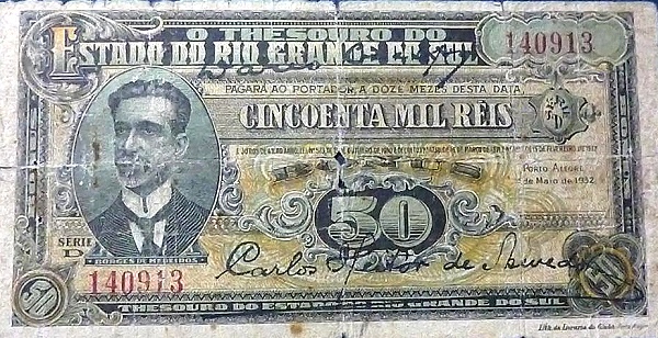 50 Mil Reis BRA Banknote (Brazil Banknote Issue) 1932