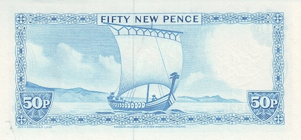 50 New Pence IMN Banknote (1983–1989 Issue) 1979 (reverse)