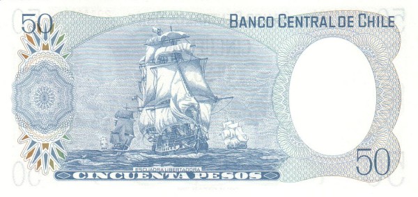 50 Pesos CHL Banknote (1975 Currency Reform Peso Issue) 1975-1981 (reverse)