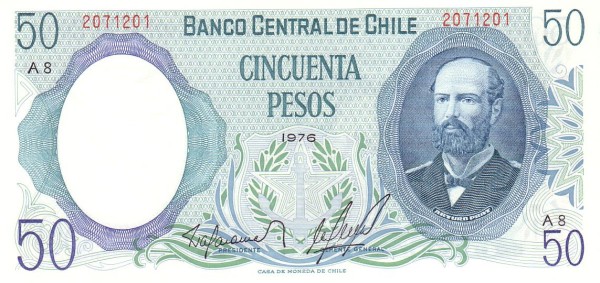 50 Pesos CHL Banknote (1975 Currency Reform Peso Issue) 1975-1981