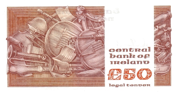 50 Pounds / Punt IRL Banknote (Decimal Transition Period) 1982 (reverse)