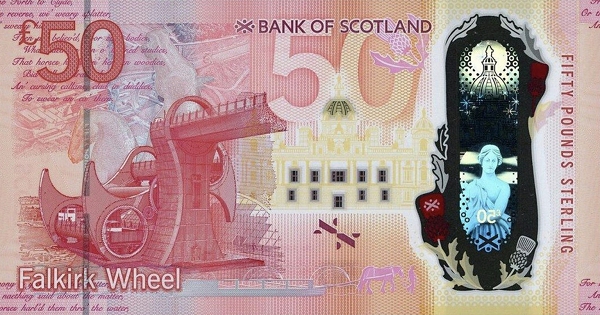 50 Pounds Sterling GBR Banknote (Bank of Scotland Issue) 2020 (reverse)