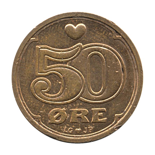 50 Øre coin (Crown of Christian V) (reverse)