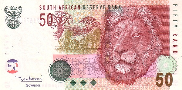 50 South African Rand Banknote (Lion Type 2005)