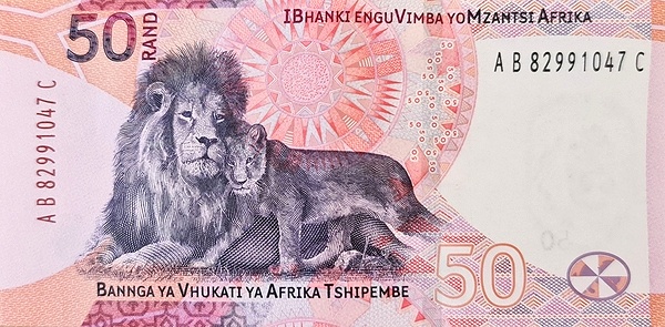 50 South African Rand Lions Banknote (reverse)