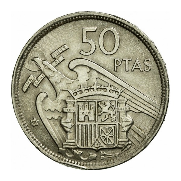 50 Spanish Pesetas coin (reverse)