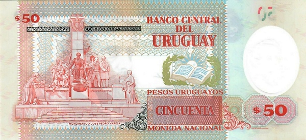 50 Uruguayan Peso Polymer Banknote (Jose Pedro Varela) (reverse)