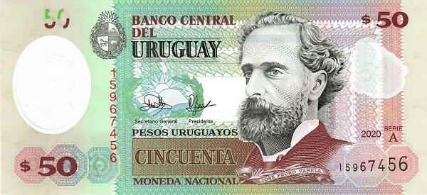 50 Uruguayan Peso Polymer Banknote (Jose Pedro Varela)