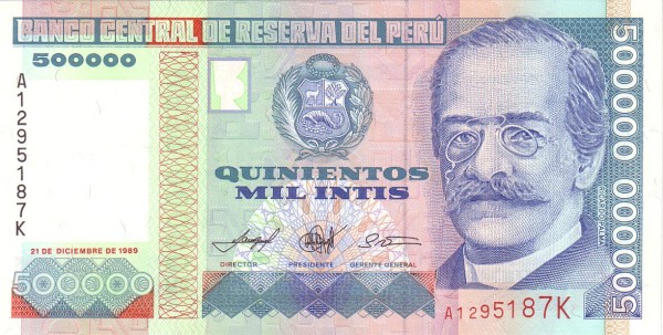 500.000 Intis PER Banknote (Standard Issue) 1989