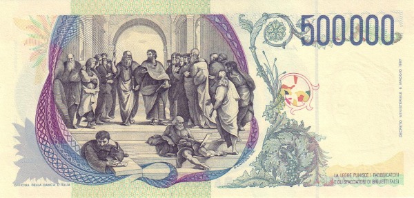 500.000 Lire ITA Banknote (Modern Lira Banknotes) 1997 (reverse)