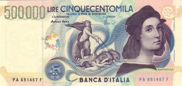 500.000 Lire ITA Banknote (Modern Lira Banknotes) 1997