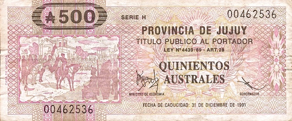 500 Australes ARG Banknote (Various Bank Issues) 1991