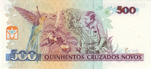 500 Brazilian Cruzeiros Banknote (Augusto Ruschi) (reverse)