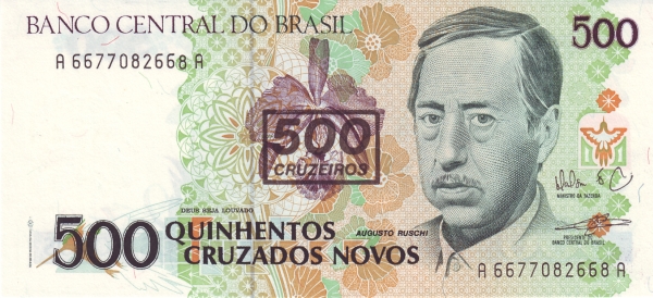 500 Brazilian Cruzeiros Banknote (Augusto Ruschi)