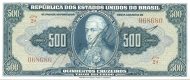 500 Brazilian Cruzeiros Banknote (Dom Joao Vi Blue Type)
