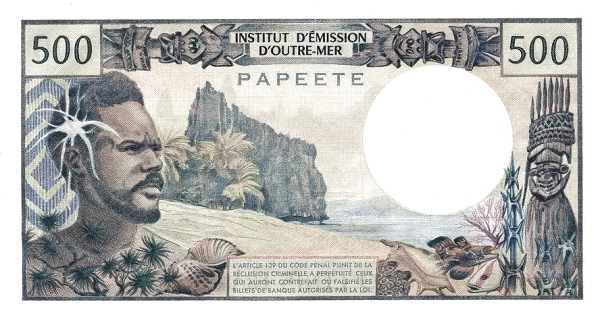 500 Cfp Francs Banknote (Polynesian Fisherman) (reverse)