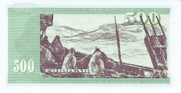 500 Faroese Kronur Banknote (Fisherman) (reverse)