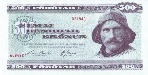 500 Faroese Kronur Banknote (Fisherman)