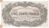 500 Francs BEF Banknote (Pre-World War I Issue) 1887-1908