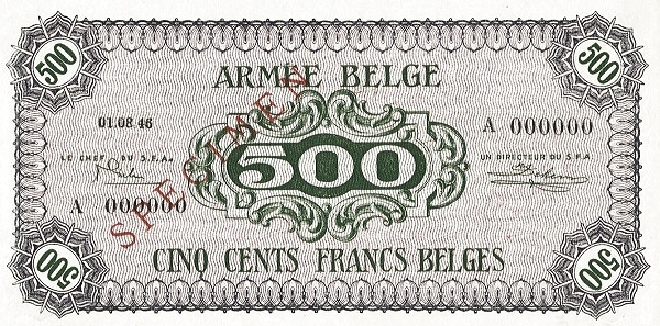 500 Francs Belges / Belgische Frank BEF Banknote (1946 Military Payment Certificates Issue) 1946