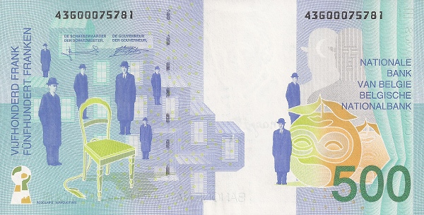 500 Francs / Frank / Franken BEF Banknote (World War II Issue) 1998 (reverse)