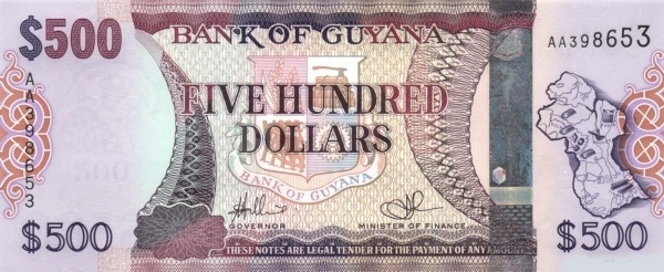 500 Guyanese Dollar Banknote (Parliament House)