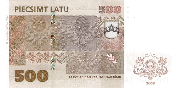 500 Latu LAT Banknote (Final Lats Series (2006-2009)) 2008 (reverse)