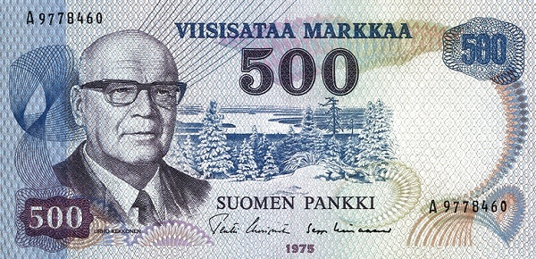 500 Markkaa / Mark FIN Banknote (Modern Markka Issue) 1975