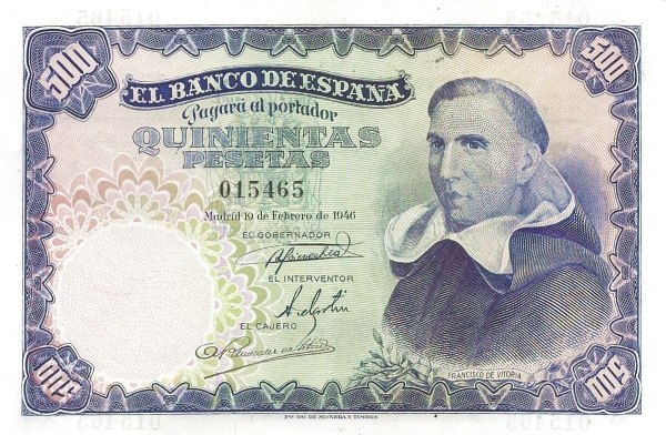 500 Pesetas ESP Banknote (Banco de España (Madrid Issue)) 1946