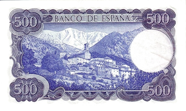 500 Pesetas ESP Banknote (Banco de España (Madrid Issue)) 1971 (reverse)
