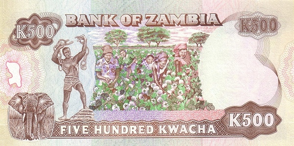 500 Zambian Kwacha Banknote (President Kenneth Kaunda) (reverse)