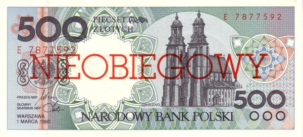 500 Złotych POL Banknote (PRL Period (People’s Republic of Poland)) 1990