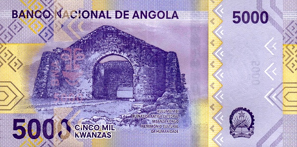 5000 Angolan Kwanza Banknote (Kulumbimbi Cathedra) (reverse)