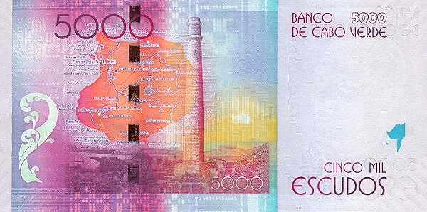 5000 Cape Verde Escudo Banknote (Aristides Maria Pereira) (reverse)