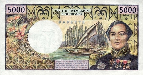 5000 Cfp Francs Banknote (Bougainville Despointes) (reverse)