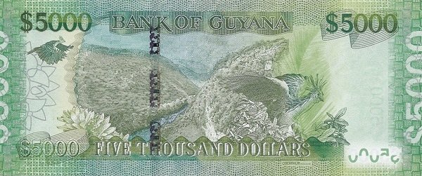 5000 Guyanese Dollar Banknote (2013 Mountains) (reverse)