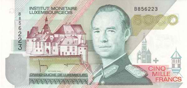 5000 Luxembourgish Francs Banknote