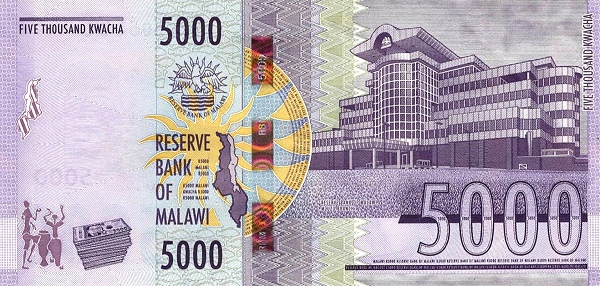 5000 Malawian Kwacha Banknote (Reserve Bank Headquarters) (reverse)