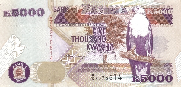 5000 Zambian Kwacha Banknote (Lion)