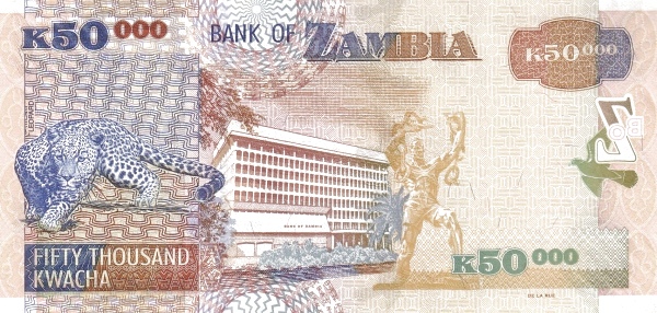 50000 Zambian Kwacha Banknote (Leopard) (reverse)