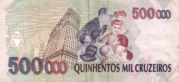 500000 Brazilian Cruzeiros Banknote (De Andrade) (reverse)