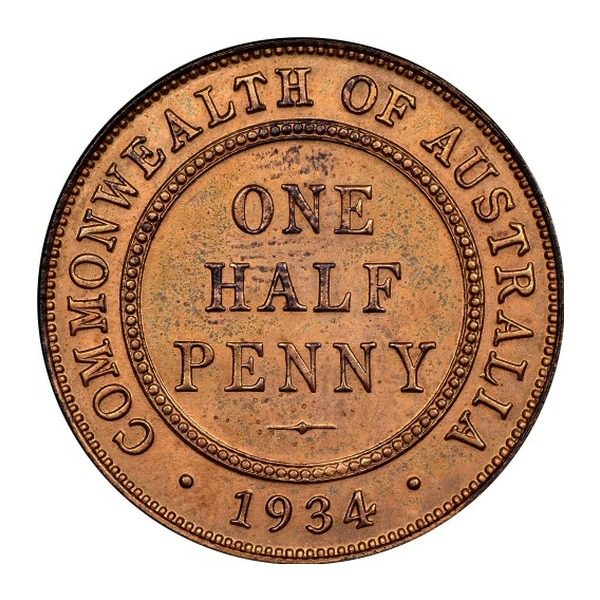 Australian half penny coin (reverse)