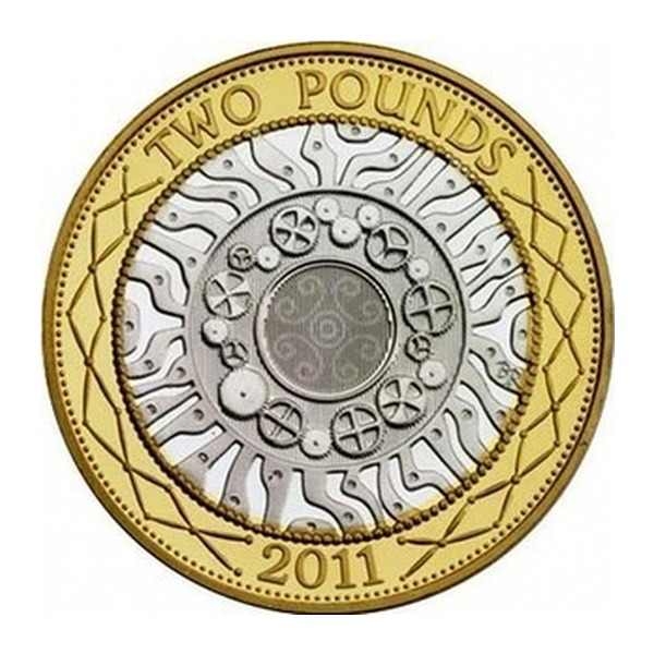 British £2 Two Pounds Coin (Technology) (reverse)